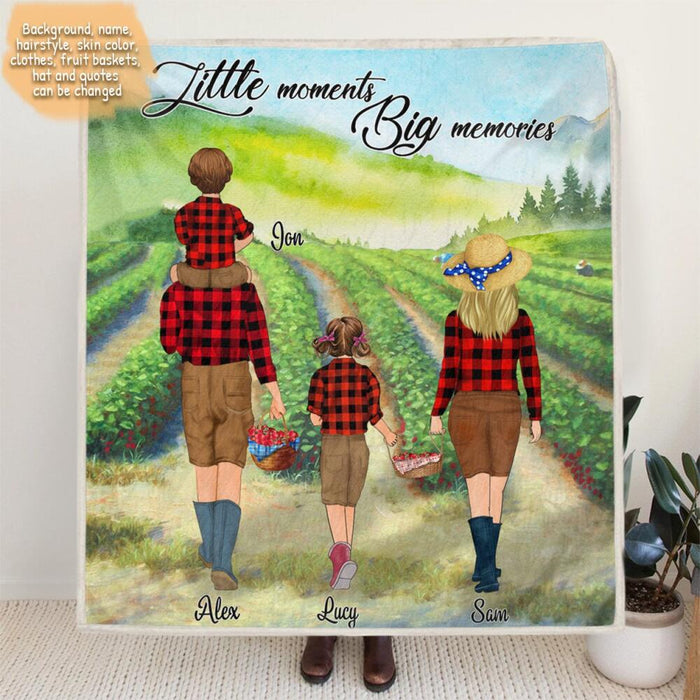 Personalized Summer Family Fleece Blanket - Family Picking Fruits In The Summer - Best Gift For Family/Couple - Little moments Big memories