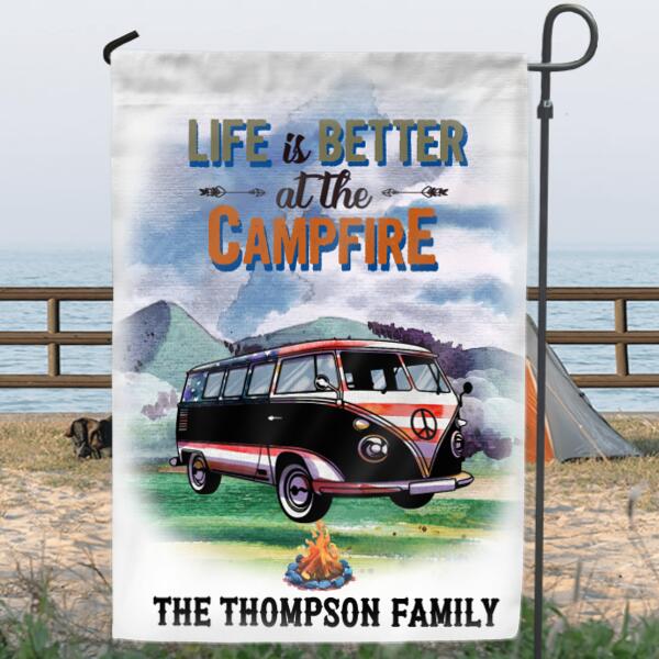 Personalized Camping Flag Sign - Best Gift Idea For Camping Lovers - Life Is Better At The Campfire
