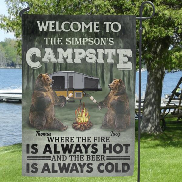 Personalized Bear Camping Flag - Best Gift For Camping Lovers - Welcome to The Simpsons Campsite - FVNHR8