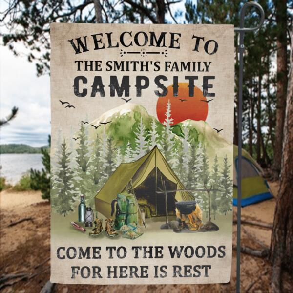 Personalized In to the Woods Flag Sign - Best Gift For Camping Lovers - Come To The Woods For Here Is Rest - L46KRN