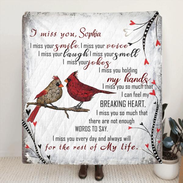 Personalized Memorial Quilt/Fleece Blanket - Memorial Gift For Loss Of Family Members/Friends - I Miss You