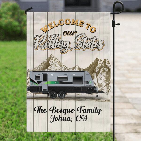 Personalized Rolling State Camping Flag Sign - Best Gift For Camping Lover - Welcome To Our Rolling States
