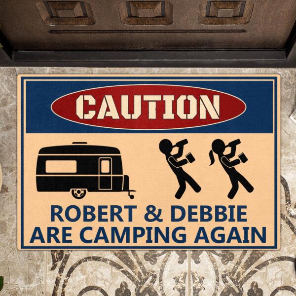Personalized Camping Doormat - Best Gift For Camping Lover - Caution
