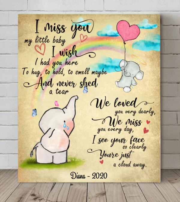 Personalized Baby Lost/ Uncarriage/Infant Loss/Stillbirth Canvas - Best Gift For Mother's Day - I miss you my little baby - AZBHYU