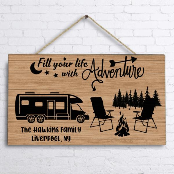Personalized Camping Rectangle Doorsign - Best Gift for Camping Lovers - Fill Your Life With Adventure