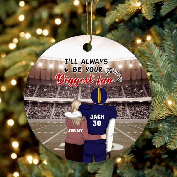 Personalized American Football Couple Ornament - Best Gift For Couple - I'll Always Be Your Biggest Fan