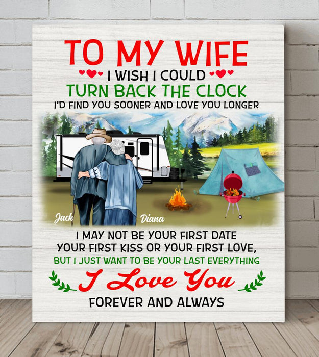 Personalized Old Couple Canvas - Best Gift Idea For Grandparents/Couple - To My Wife I Wish I Could Turn Back The Clock