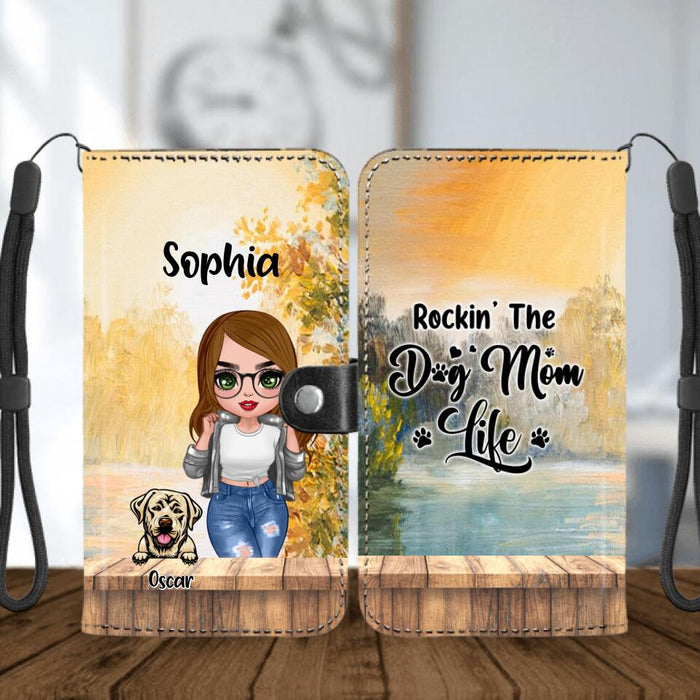 Personalized Dog Mom Flip Leather Purse For Mobile Phone - Gifts For Dog Lover With Up to 4 Dogs - You Had Me At Woof