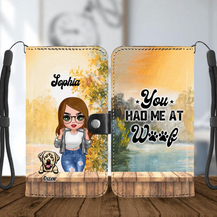 Personalized Dog Mom Flip Leather Purse For Mobile Phone - Gifts For Dog Lover With Up to 4 Dogs - You Had Me At Woof