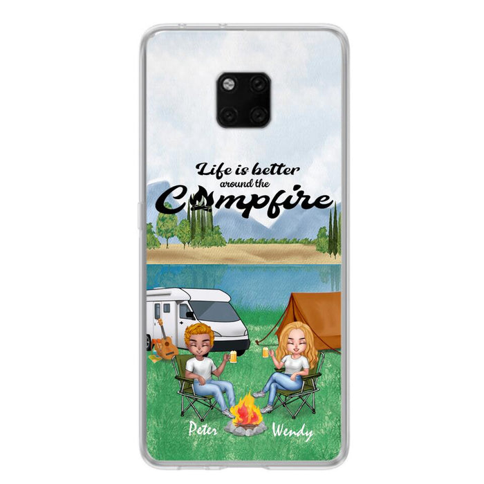 Personalized Camping Chibi Phone Case - Couple With Up to 2 Dogs - Gift Idea For Dog/Camping Lover - Life Is Better Around The Campfire - Case For Xiaomi, Oppo And Huawei