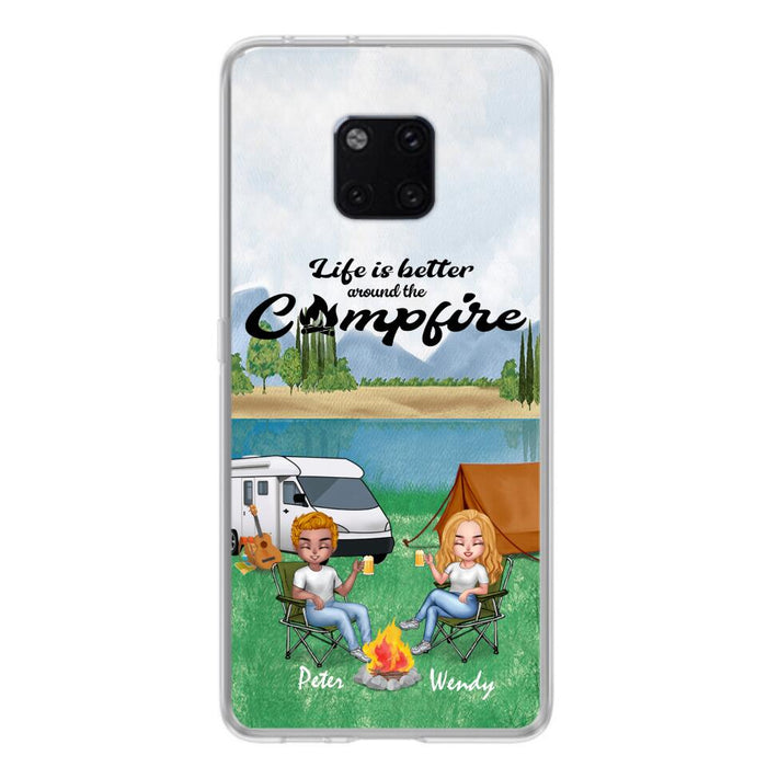 Personalized Camping Chibi Phone Case - Couple With Up to 2 Dogs - Gift Idea For Dog/Camping Lover - Life Is Better Around The Campfire - Case For Xiaomi, Oppo And Huawei