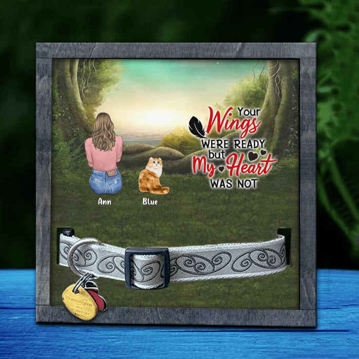 Custom Personalize Mom & Pet Loss Frame - Gift For Couple/ Pet Lovers with up to 4 Pets - Your Wings Were Ready But My Heart Was Not