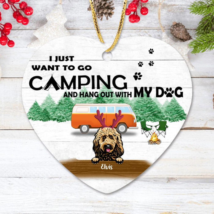 Personalized Dog Camping Ornament - Up to 5 Dogs - Best Gift For Dog Lover - I Just Want To Go Camping And Hang Out With My Dogs