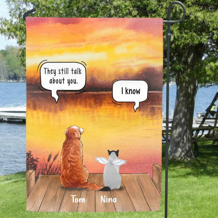 Personalized Memorial Pet Flag Sign - Up to 5 Pets - Best Gift For Dog/Cat Lover