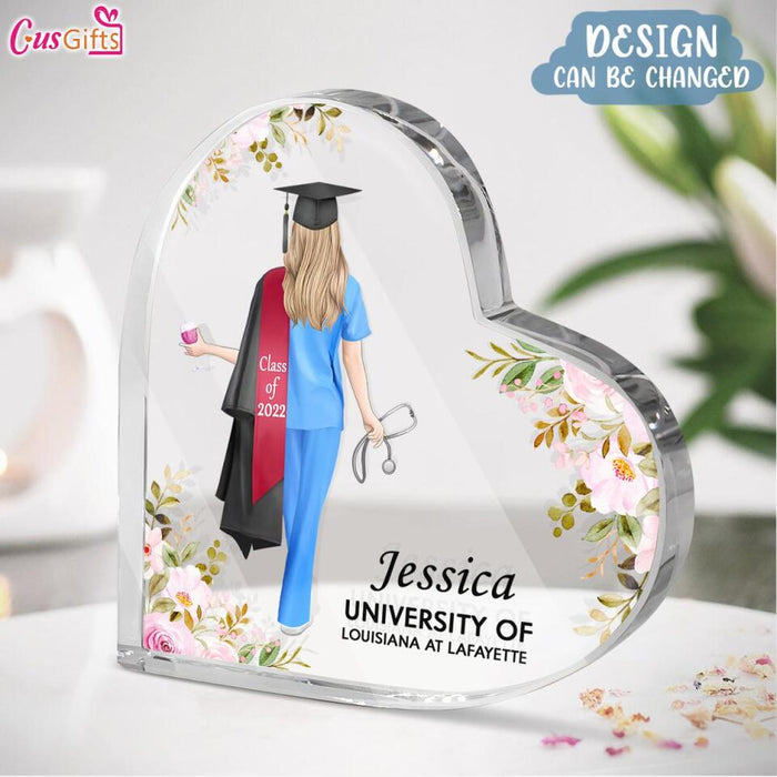 Personalized Nursing Graduation School Heart-Shaped Acrylic Plaque - Best Gift Idea For Nurse/Future Nurse - Class Of 2025