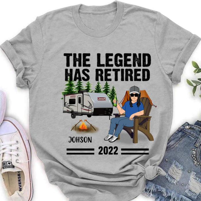 Personalized Camping Retirement Shirt - Up to 4 People - Best Gift For Camping Lover - The Legend Has Retired