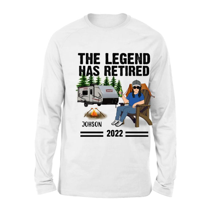 Personalized Camping Retirement Shirt - Up to 4 People - Best Gift For Camping Lover - The Legend Has Retired