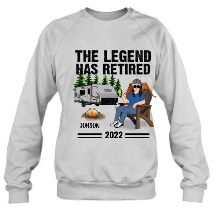 Personalized Camping Retirement Shirt - Up to 4 People - Best Gift For Camping Lover - The Legend Has Retired