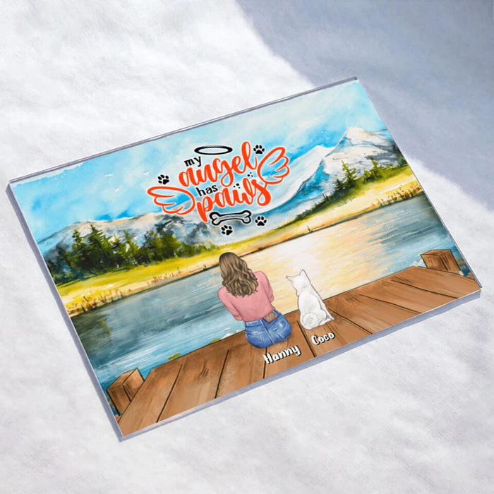 Personalized Dog Mom Dad Acrylic Plaque - Up to 4 Dogs - Gift Idea For Dog Lover/Couple - The Road To My Heart Is Paved With Paw Prints