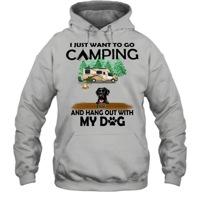 Personalized Dog Camping T-shirt - Gift For Dog Lovers with up to 5 Dogs - I Just Want To Go Camping