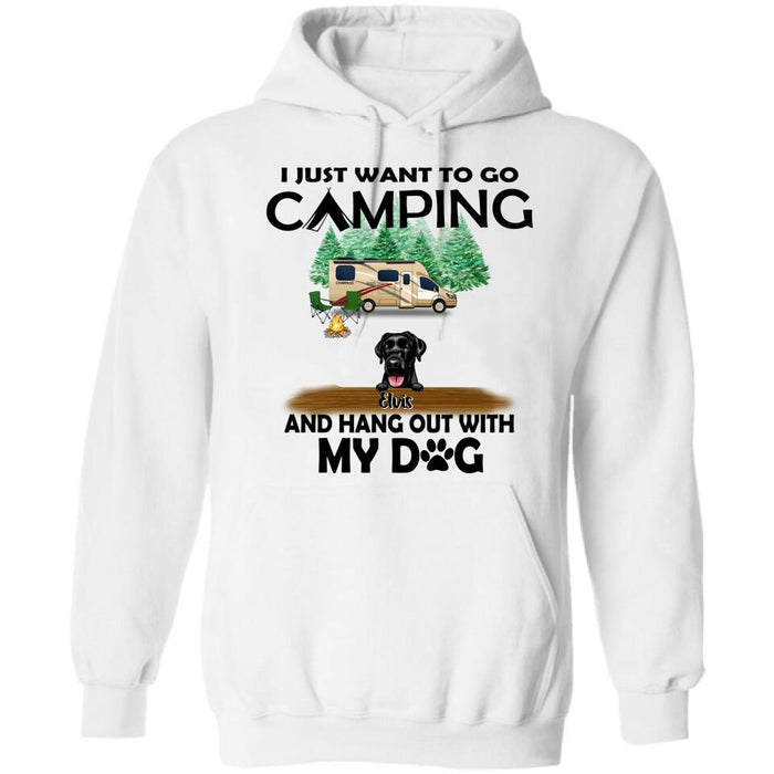 Personalized Dog Camping T-shirt - Gift For Dog Lovers with up to 5 Dogs - I Just Want To Go Camping