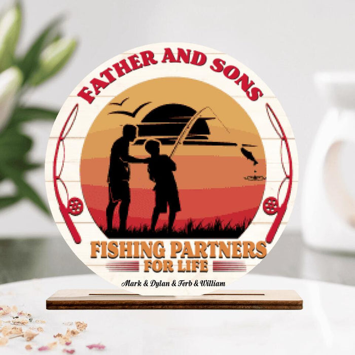 Personalized Fishing Wooden Plaque - Gift Idea For Father's Day - Fishing Partners For Life