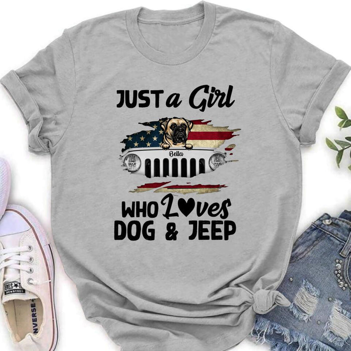 Personalized Dog & Off-road T-shirt - Up to 4 Dogs - Best Gift For Dog Lovers - Just A Girl Who Loves Dog - TV290I