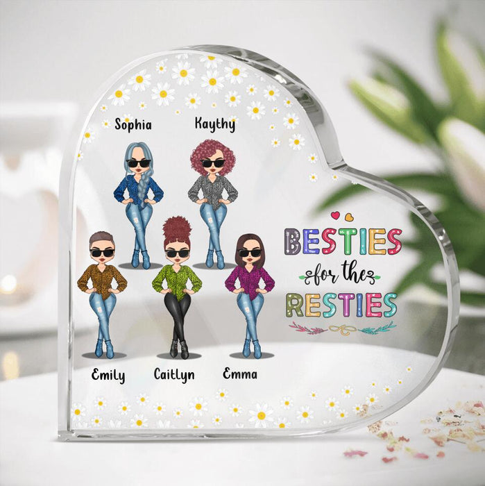 Personalized Best Friends Heart Acrylic Plaque - Gift Idea For Best Friends with up to 5 People - Besties For The Resties