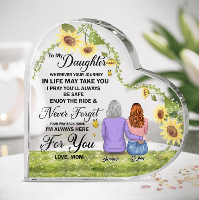 Personalized To My Daughter Heart Acrylic Plaque - Gift Idea For Daughter - Never Forget Your Way Back Home