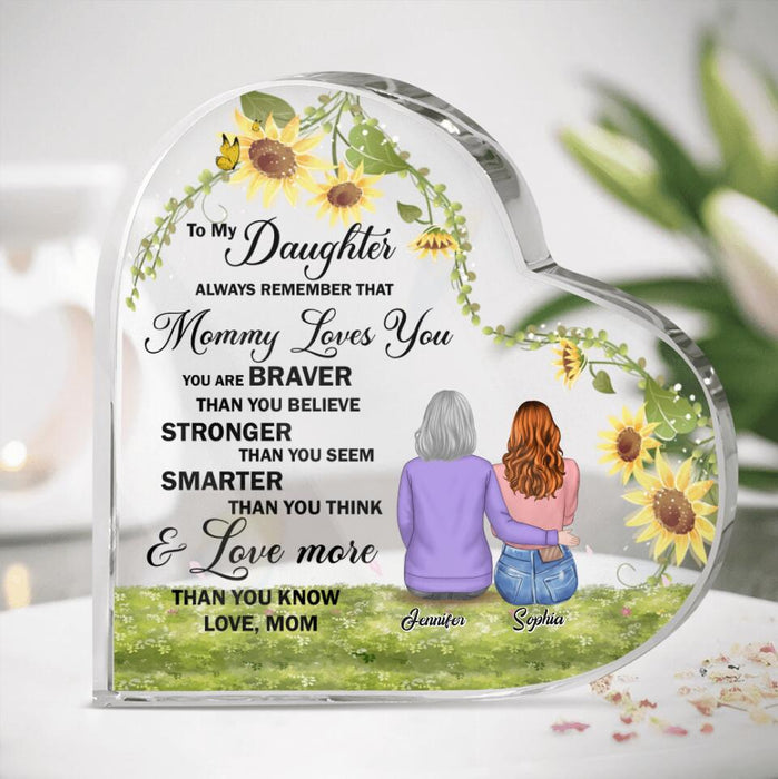 Personalized To My Daughter Heart Acrylic Plaque - Gift Idea For Daughter - To My Daughter Always Remember That Mommy Loves You