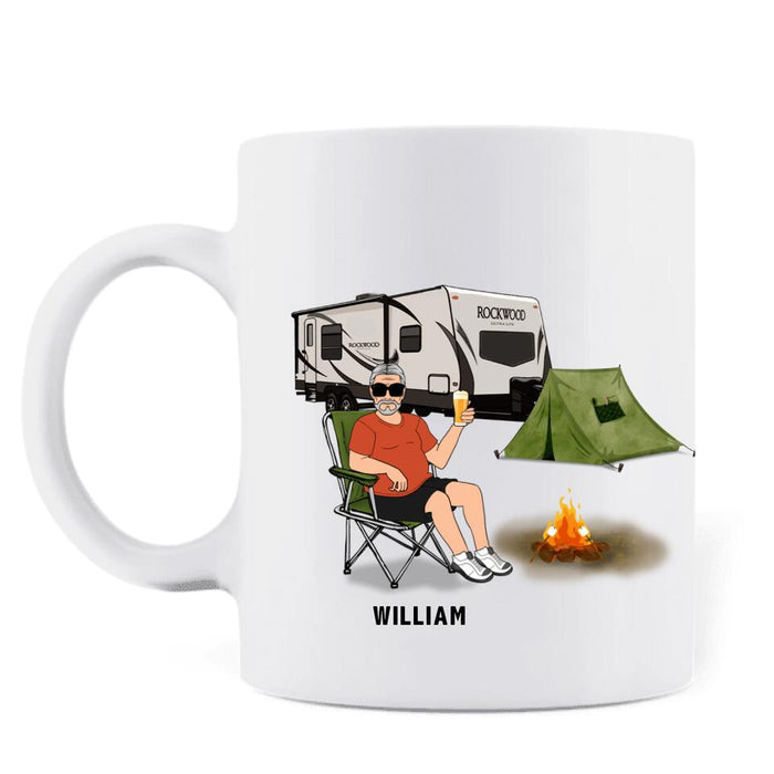 Personalized Camping Dad Drunk Coffee Mug - Gift Idea For Father's Day - It's Not A Dad Bod It's A Father Figure