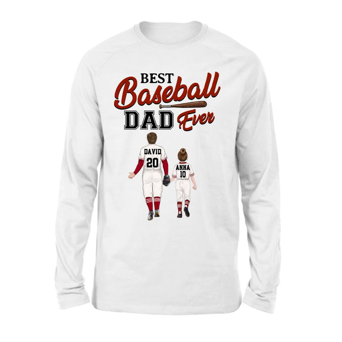 Personalized Baseball Dad Shirt - Up to 4 Children - Gift Idea for Father's Day/Baseball Lover - Best Baseball Dad Ever