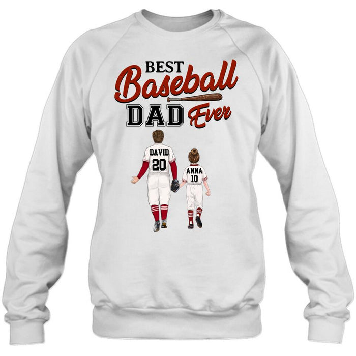 Personalized Baseball Dad Shirt - Up to 4 Children - Gift Idea for Father's Day/Baseball Lover - Best Baseball Dad Ever