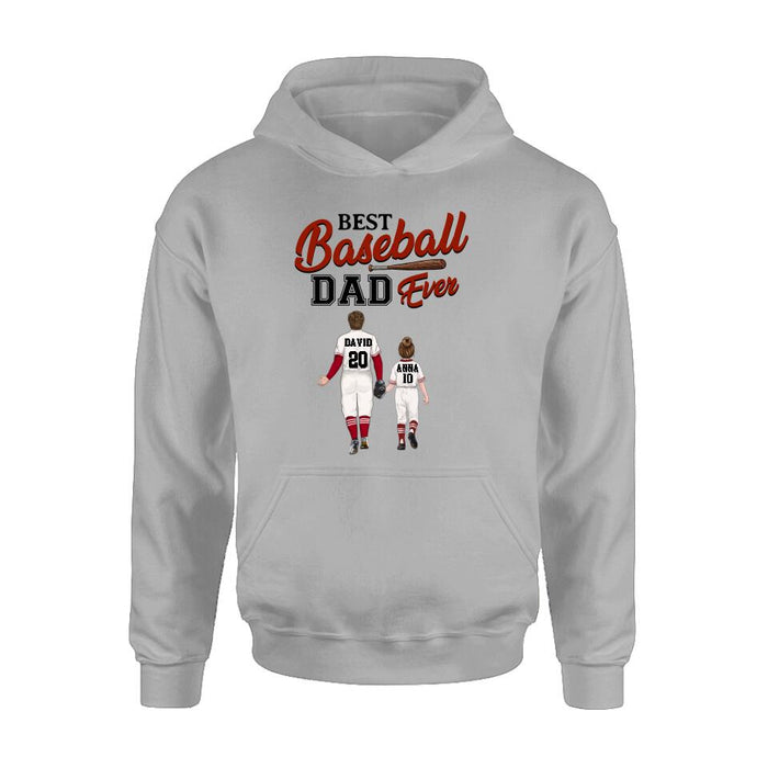 Personalized Baseball Dad Shirt - Up to 4 Children - Gift Idea for Father's Day/Baseball Lover - Best Baseball Dad Ever