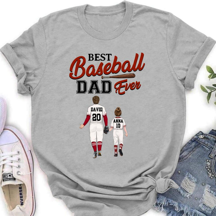 Personalized Baseball Dad Shirt - Up to 4 Children - Gift Idea for Father's Day/Baseball Lover - Best Baseball Dad Ever