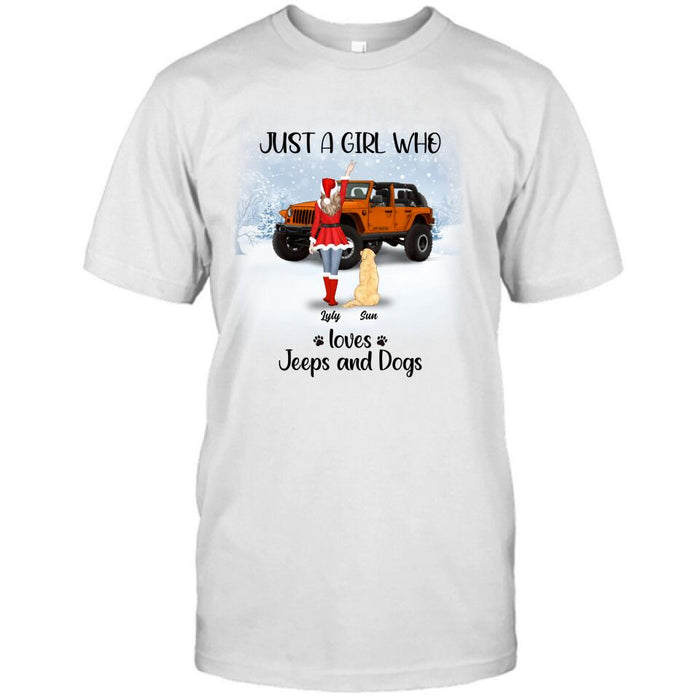 Personalized Christmas Off-road Girl T-shirt/Pullover Hoodie - Girl With Up to 4 Pets - Christmas Gift For Dog/Cat Lover - Just A Girl