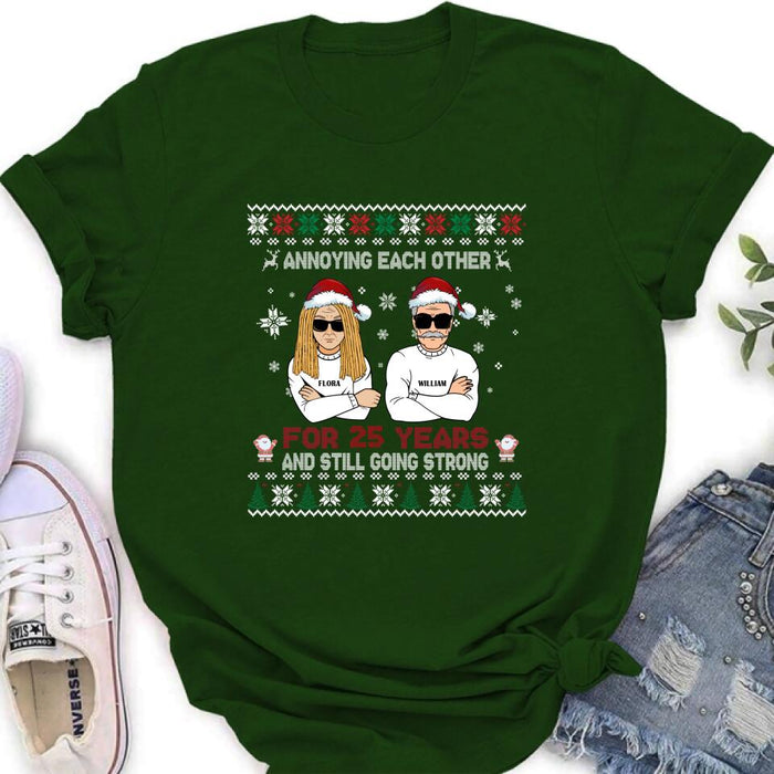 Personalized Annoying Married Couple Xmas Sweatshirt - Best Gift For Couple - Annoying Each Other For 25 Years and Still Going Strong