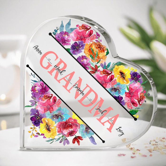Personalized Grandma & Grandkids Acrylic Plaque - Birthday/Mother's Day Gift Idea For Grandma