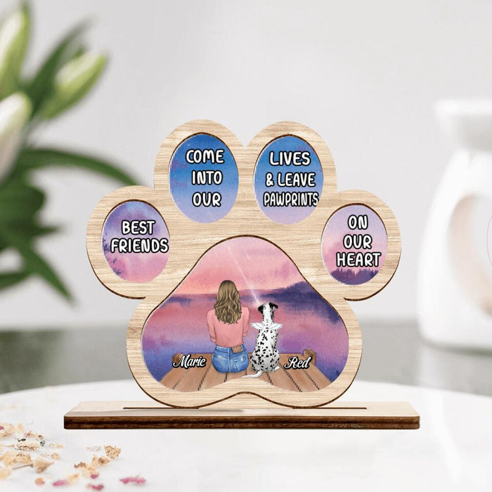 Personalized Memorial Paw Dog Wooden And Acrylic Plaque - Passing Away Gift For Dog Lover - Best Friends Come Into Our Lives & Leave Pawprints On Our Heart