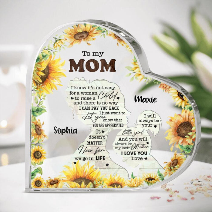 Personalized To My Mom Acrylic Plaque - Gift For Mom From Daughter - I Love You