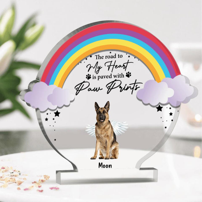 Personalized Dogs At The Rainbow Bridge Acrylic Plaque - Memorial Gift Dog Lover - A Piece Of My Heart Is At The Rainbow Bridge