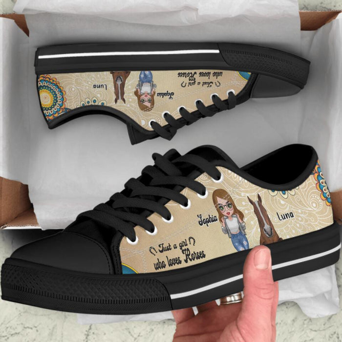 Personalized Horse Girl Sneakers - Up to 4 Horses - Gift Idea For Horse Lover - Just A Girl Who Loves Horses
