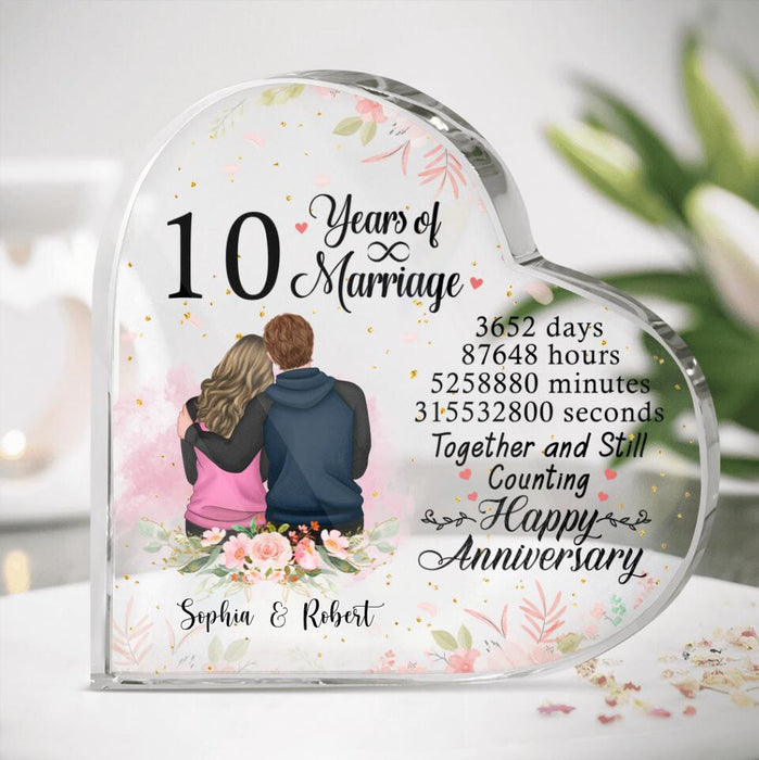 Personalized Anniversary For Couple Crystal Heart - Gift For Couple/Anniversary - Together And Still Counting Happy Anniversary