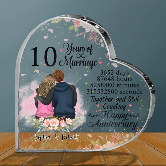 Personalized Anniversary For Couple Crystal Heart - Gift For Couple/Anniversary - Together And Still Counting Happy Anniversary