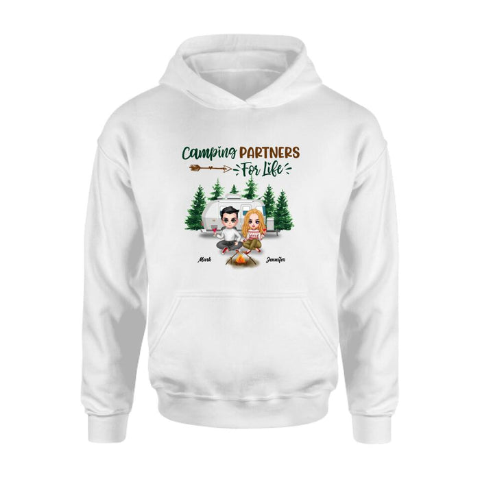 Personalized Camping Couple And Dog Shirt - Valentine's Day Gift Idea For Couple - Camping Partners For Life