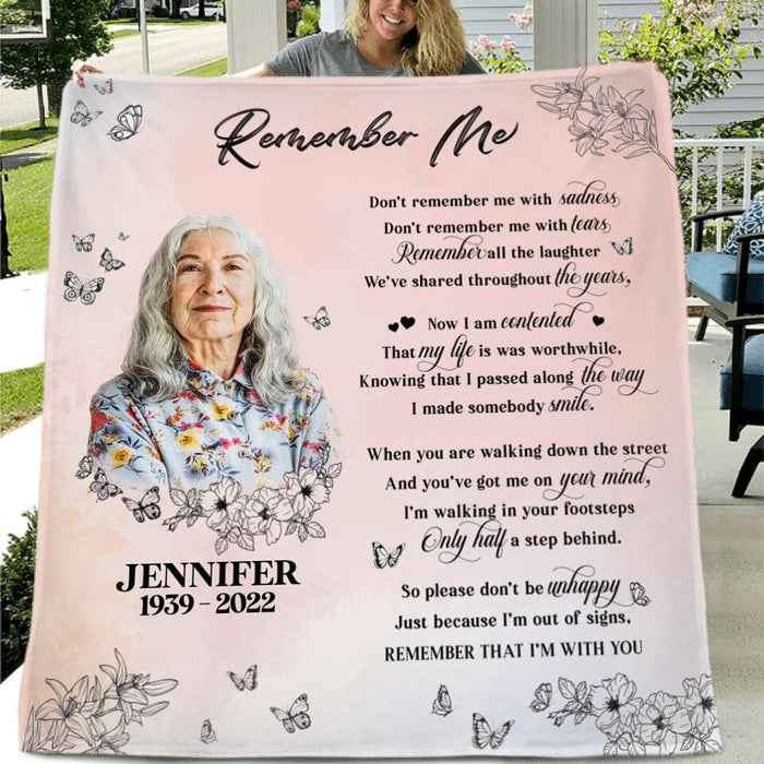 Custom Photo Fleece Throw Blanket/Quilt - Memorial Gift Idea For Mom/Dad - Remember That I'm With You
