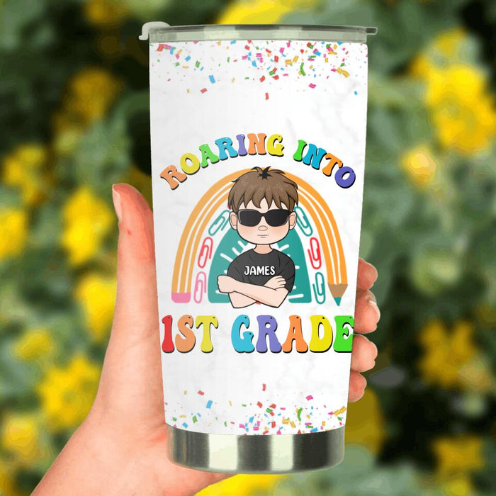 Personalized Back To School Tumbler - Gift For Girls/Boys - Roaring Into 1St Grade