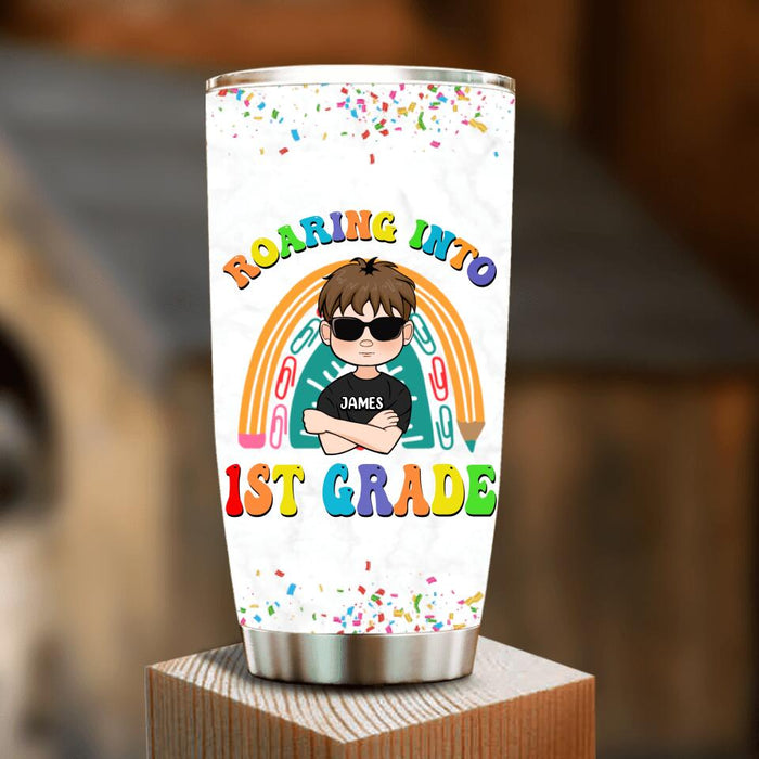 Personalized Back To School Tumbler - Gift For Girls/Boys - Roaring Into 1St Grade