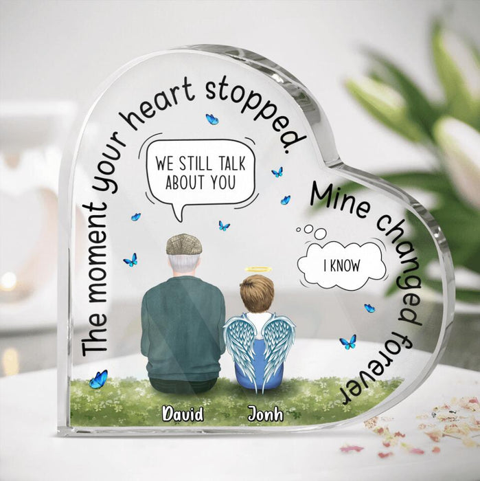 Personalized Child Loss Heart-Shaped Acrylic Plaque - Memorial Gift Idea - The Moment Your Heart Stopped