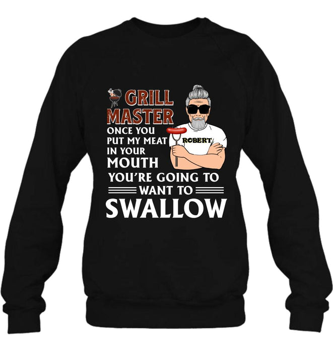 Personalized Barbeque Shirt/Hoodie - Gift Idea For Barbeque Lovers - Grill Master Once You Put My Meat In Your Mouth, You're Going To Want To Swallow
